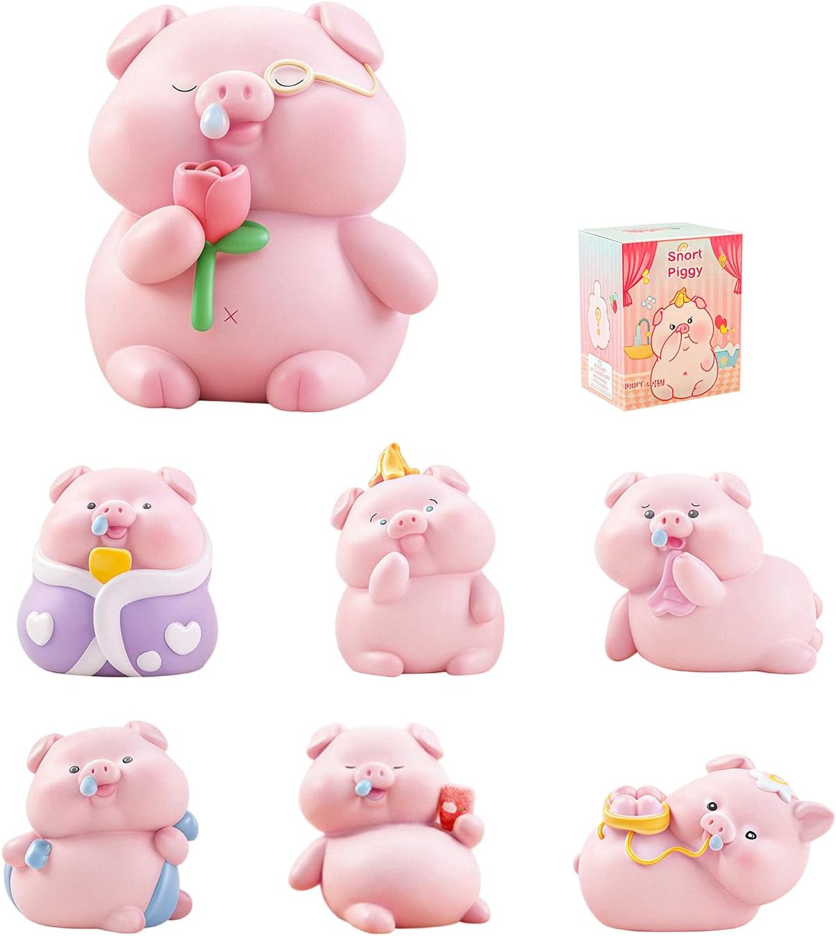 Snort Piggy Series Blind Box Figures, Random Design Action Figures Collectible Toys for Birthday Gift, Home Decorations, Single Box