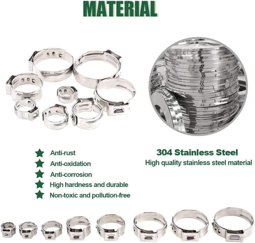 metal clamps,Pipe Clamp, Hose Clamps10pcs Hose Clamps Single Ear Stepless 5.8-60.0mm 304 Stainless Steel Hose Clamps Cinch Clamp Rings For Sealing Kinds Of Hose,5.3-6.5mm