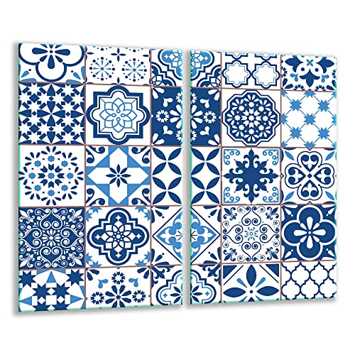 TMK | Placas de vitrocerámica, 2 piezas, 30 x 52 cm, cubierta de vitrocerámica, cocina eléctrica, inducción, protección contra salpicaduras, placa de cristal, tabla de cortar, mosaico