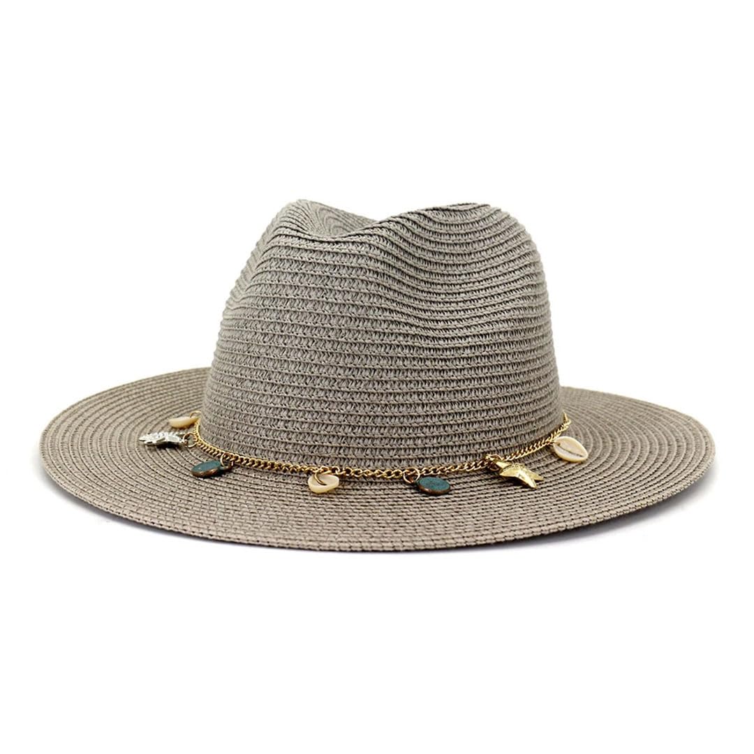 Sombrero de Paja de ala Ancha para Mujer, de Verano, para Playa, Viajes (Pnnrk 7 1/8)