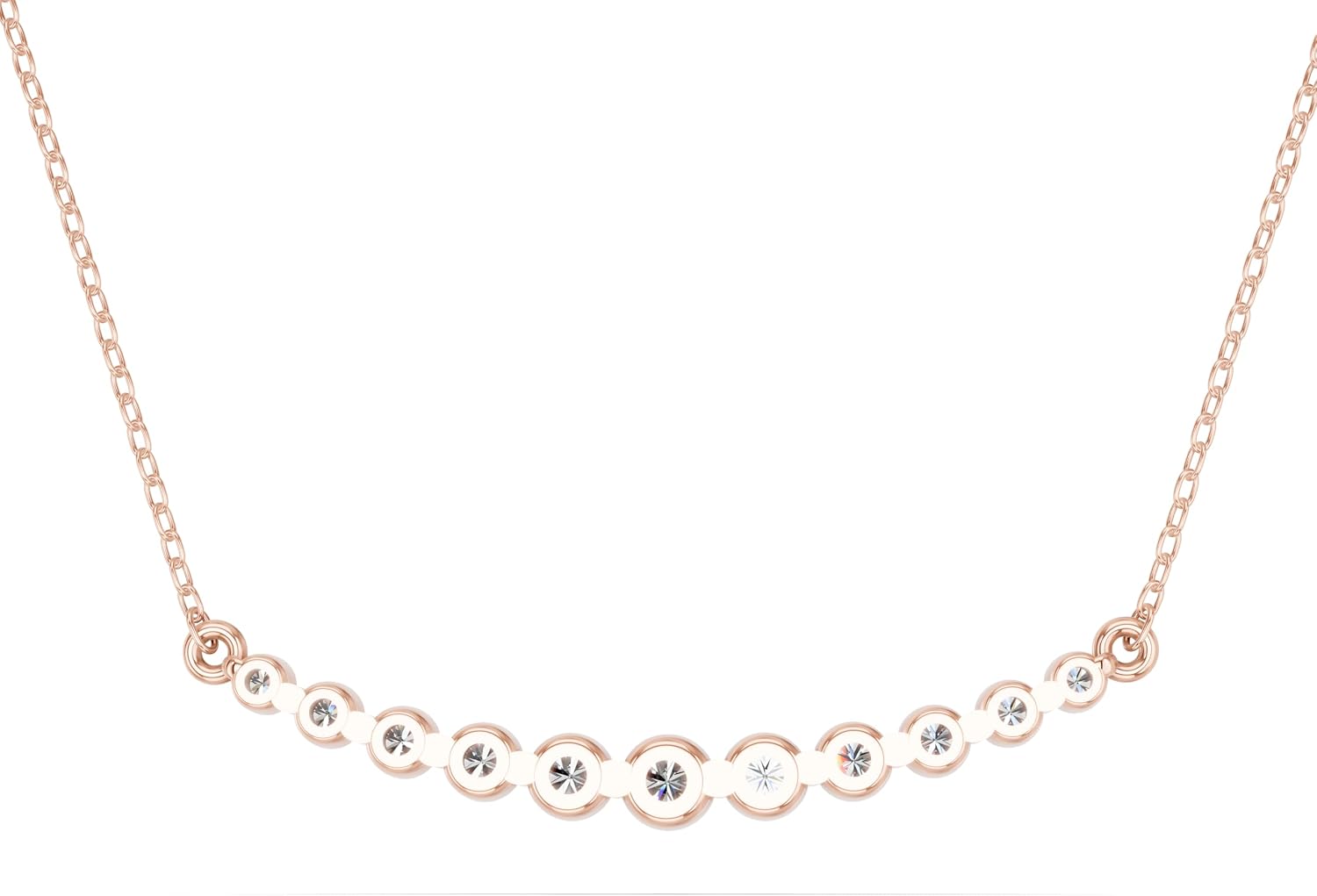 0.75 Carat E-F/VVS-VS Round Moissanite Strand Necklace for Women Made in Solid Gold or Sterling Silver