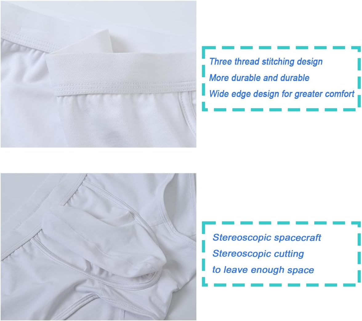 Men's Dual Pouch Bulge Boxers Briefs Shorts Sexy Trunks with Wide Waistband Elephant Trunk M White