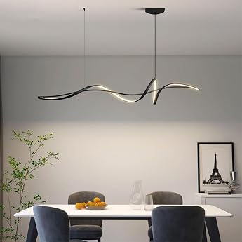 Dimmable LED Pendant Light Dining Table Lamp Black Modern Pendant Light Dining Table Linear Pendant Lamp with Remote Control Chandelier for LED Living Room Dining Room Office Kitchen Light Black 120 cm [Energy Class F]