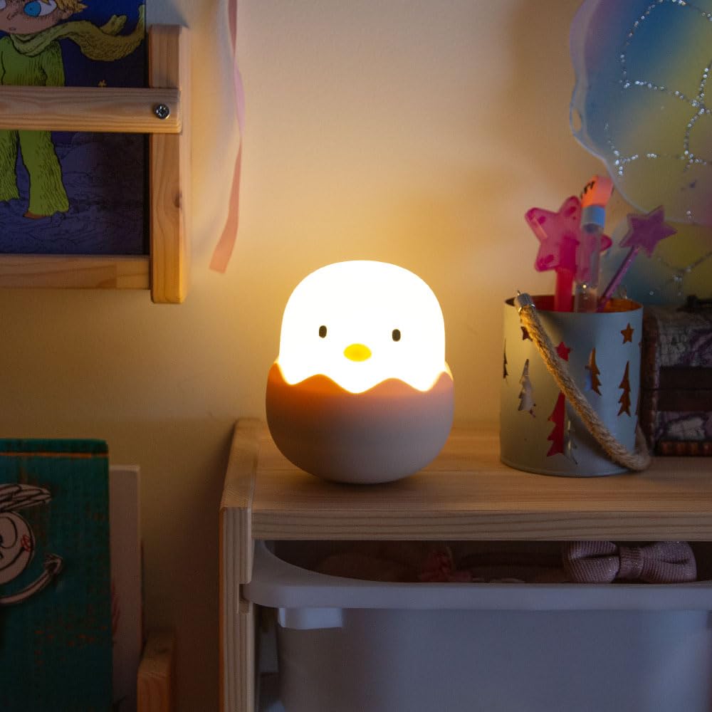 Lampara nocturna de mesa LED Infantil quitamiedos y recargable "Chicken" | Greenice