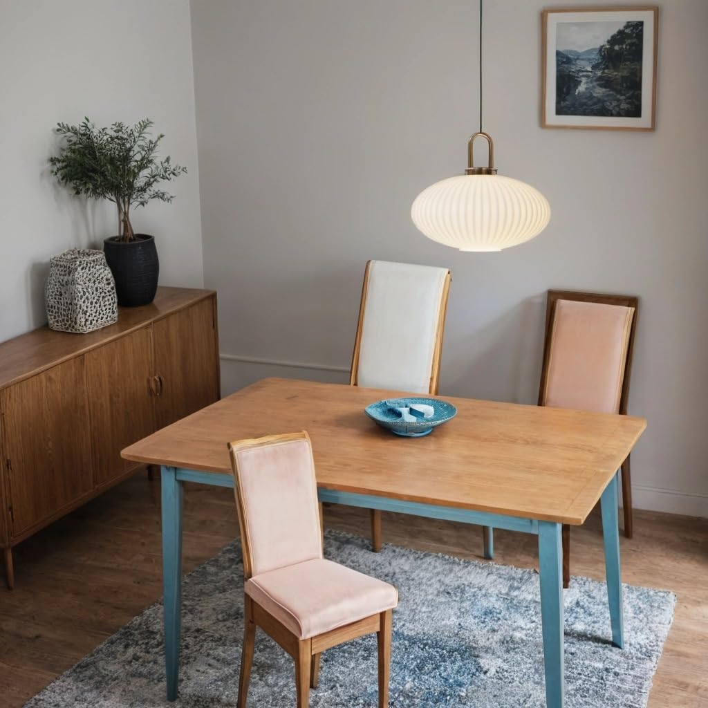 Suspension Moderne en Verre Blanc à Rayures, Lampe Suspendue à Hauteur Réglable avec Finition Laiton, Plafonnier E27 pour Cuisine, Chambre et Salle à Manger(30cm)