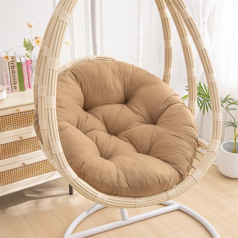 GYCS Sedia A Dondolo A Forma di Uovo Cuscino per Sedia in Rattan Cuscino Rotondo for Altalena Cuscini Lavabili for Sedia Sospesa Mobili da Giardino E Patio da Esterno/Interno,Light Brown,150cm