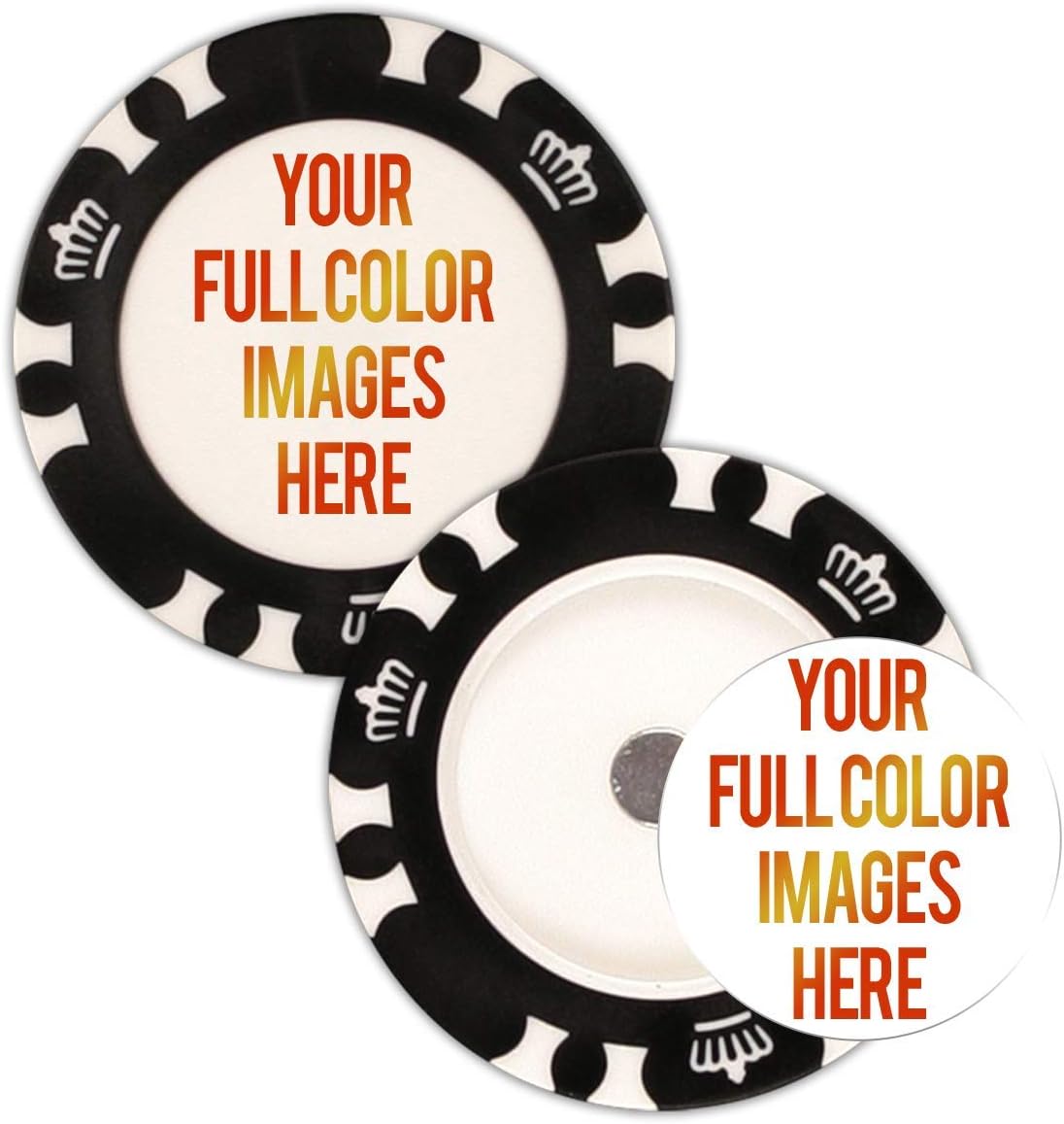 DA VINCI 25 Custom Removable Golf Ball Markers with Magnetic Poker Chips Printed in Full Color