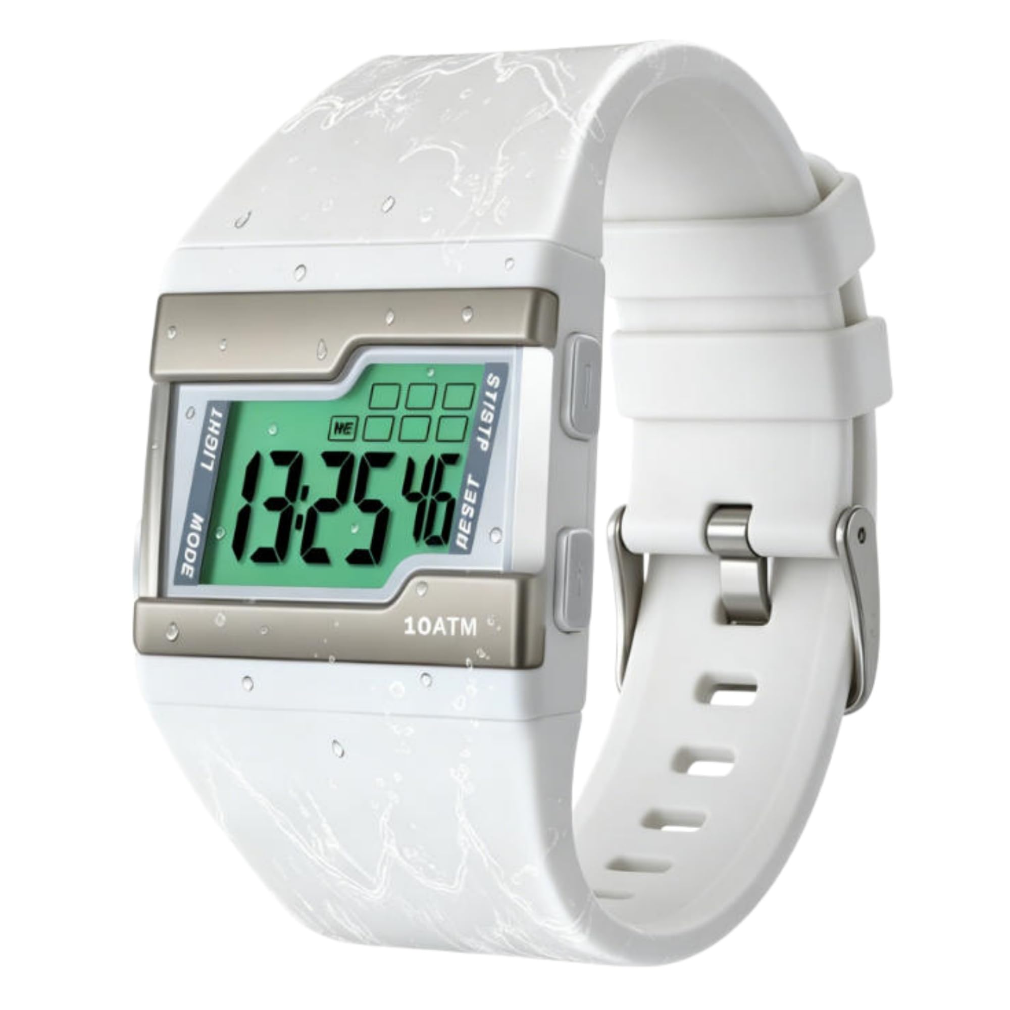 Montre Sport Femme Etanche 100 Mètres Montre Bracelet Digitale pour Plongée et Piscine avec Chronomètre au Tour, Réveil, Calendrier, Rétroéclairage