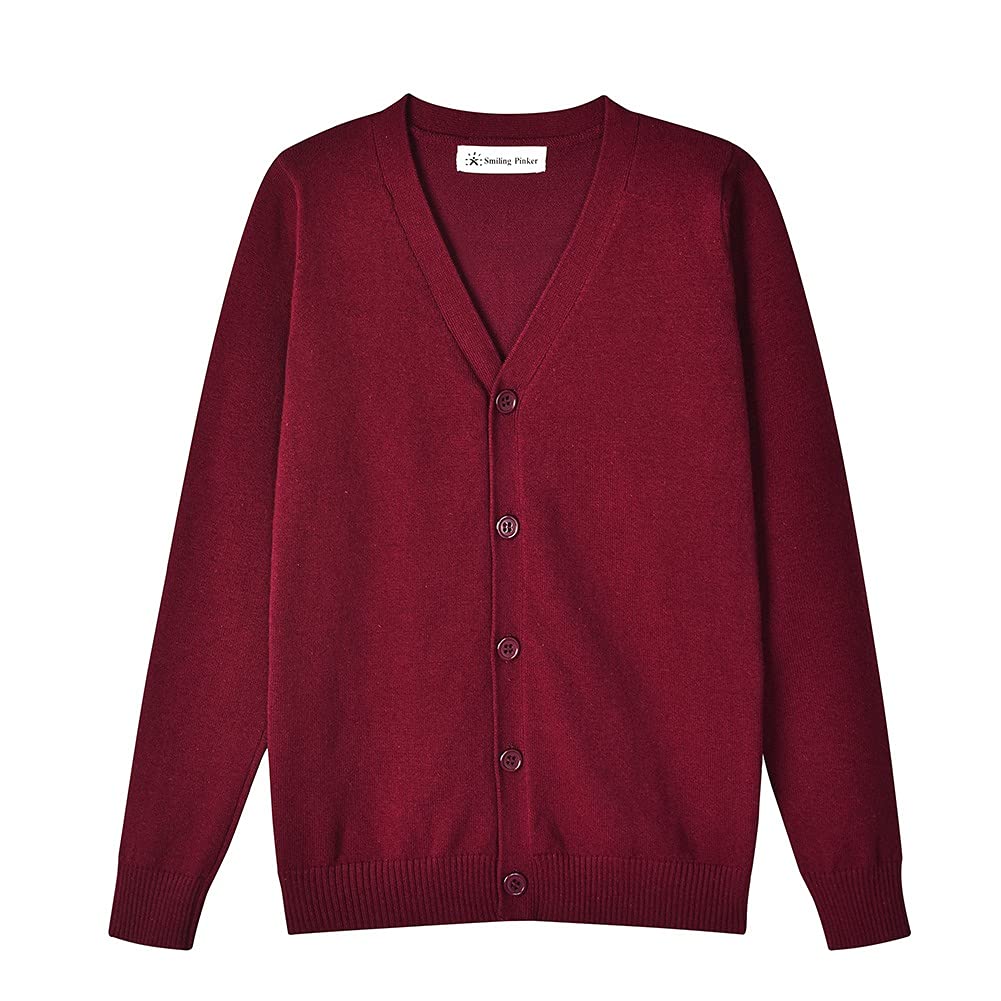 SMINLING Pinker Boys School Uniform Cardigan Sweater V-Neck Soft Cotton Clothing
