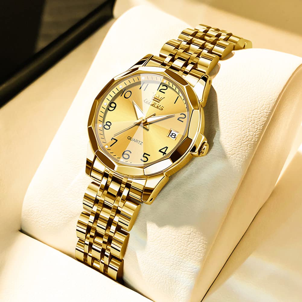 OLEVS Armbanduhr Damen, Kleine Gesicht Edelstahl Damen Kleideruhren, Luxus Diamant Analoger Quarz Watches for Women, Wasserdicht Damenuhr mit Datumsanzeige
