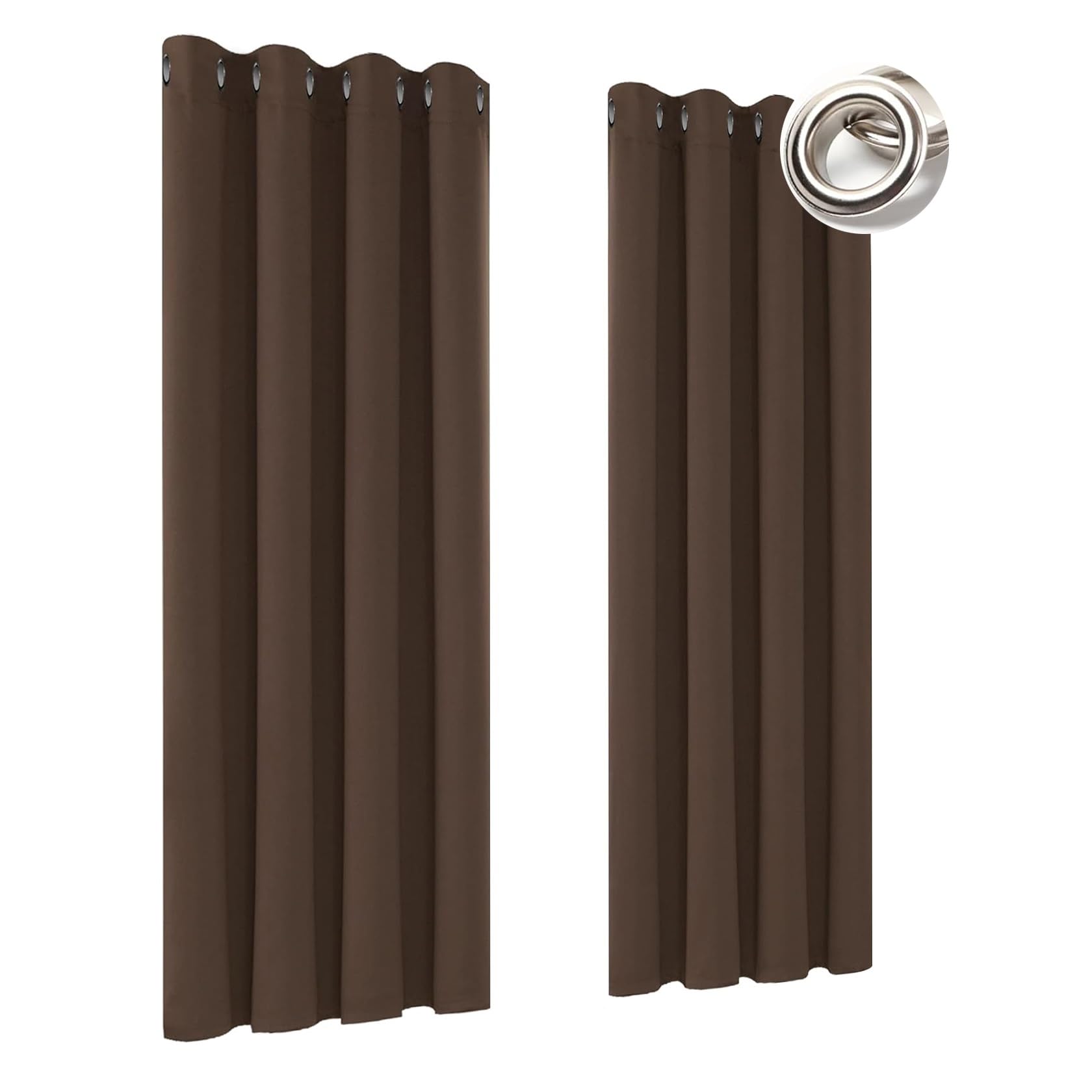 Rideau à oeillets taupe 120x115 cm occultant et imperméable pour intérieur et extérieur
