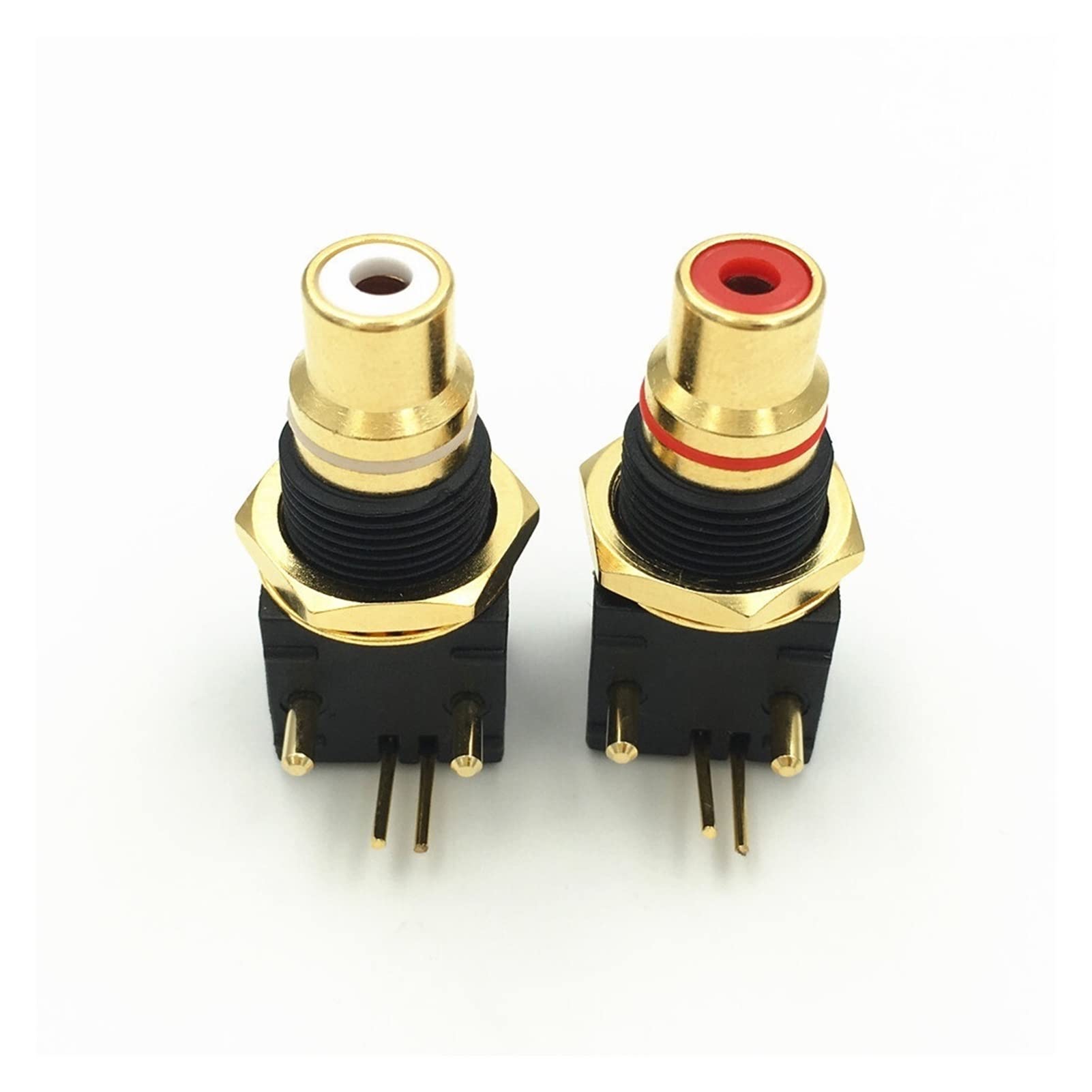 Qingqing Store 20pcs en plaqué Or de Haute qualité en cuivre RCA Jack Femelle terminale Cavalier Connecteur de Socket (Color : 10White 10Red)