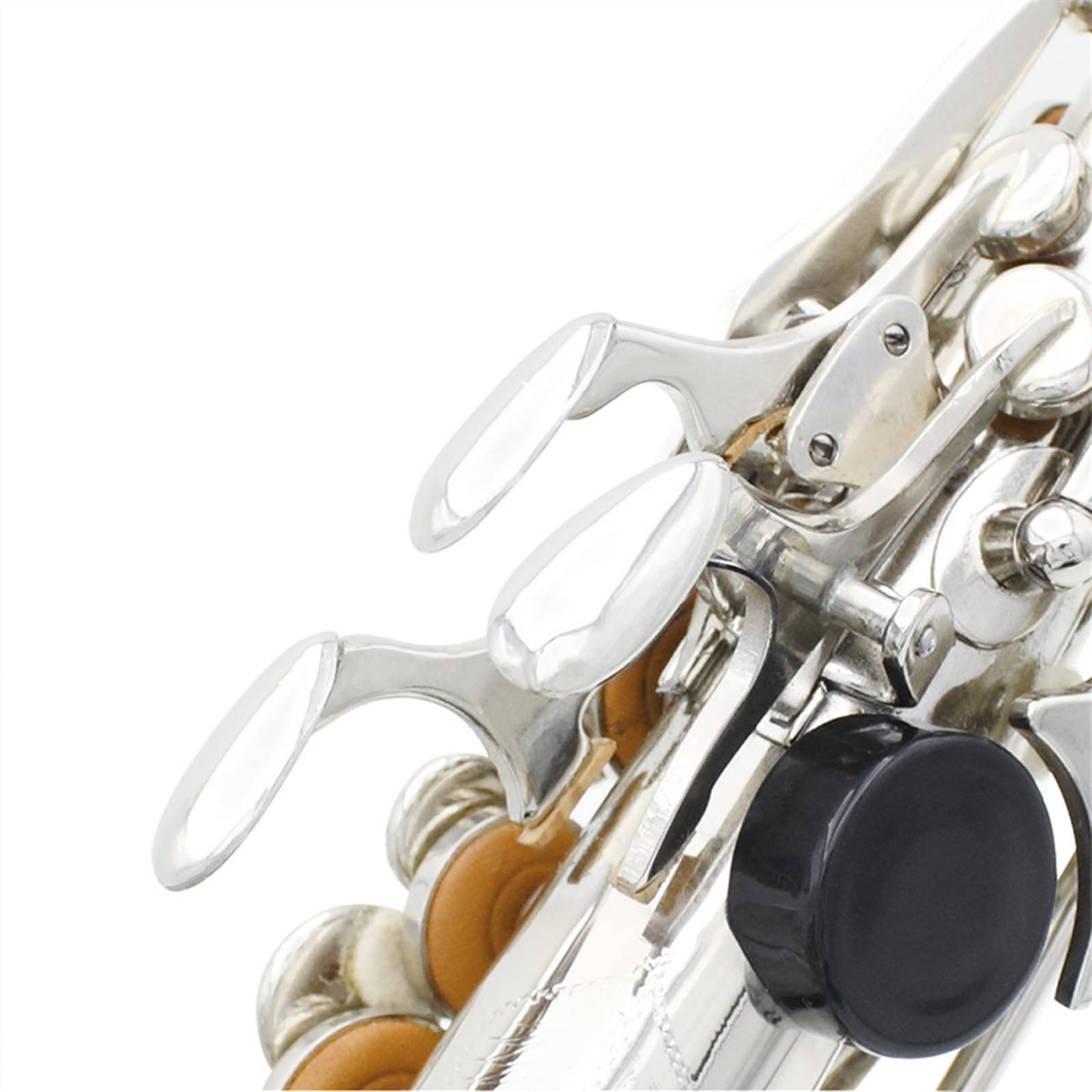 TSTS Bottone A Conchiglia Bianco per Sassofono A Tubo Diritto B-Flat Kit Sassofono (Color : Silver)