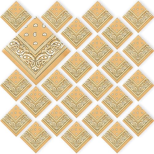 La Mejor review de Pañuelo motero los diez mejores. 33 Tranqun 24 Pañuelos de Cabeza de Cachemira Pañuelos de Hombre de Vaquero de Gran Tamaño de 21.25 x 21.25 Pulgadas (Beige)