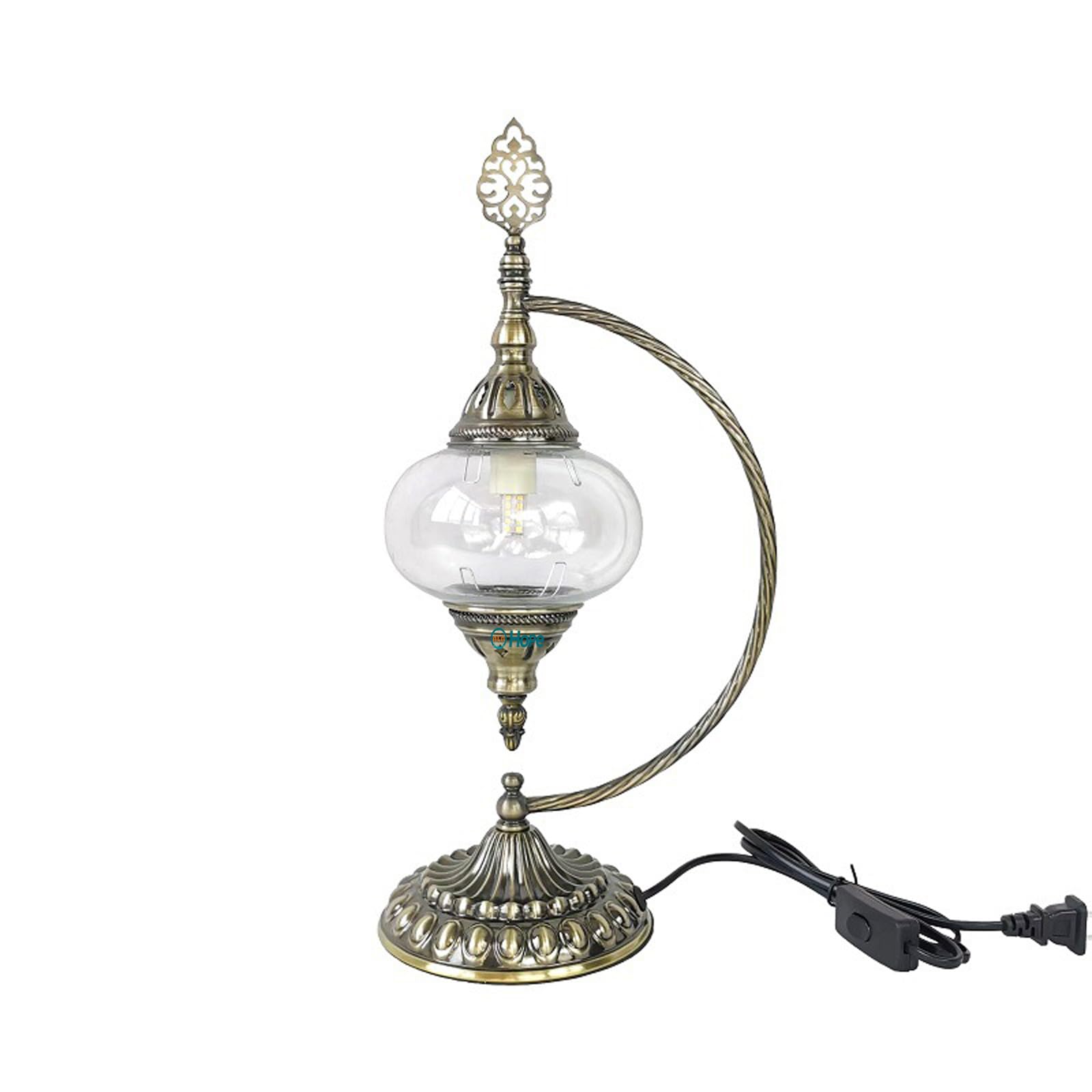 Turkish Handmade DIY Materials Plain Table Lamp, Moroccan Mosaic Embryo Table Lamp, Portable Desk Bedside Glass Lamp with Vintage Lamp Shade for Couples Parent-Child
