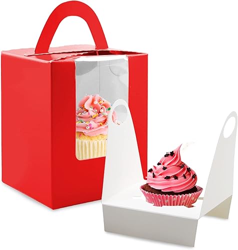Vista 15 de Lainrrew Cajas para magdalenas, 30 cajas individuales para cupcakes, recipientes individuales para magdalenas, contenedores de pastelería con Verde