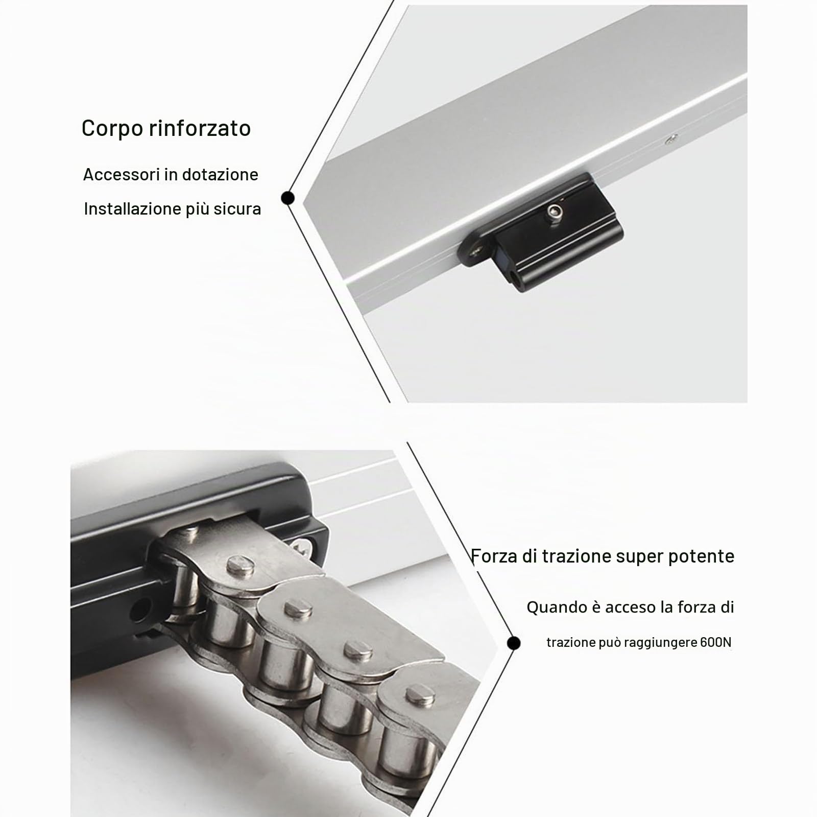 Attuatore Elettrico per Apertura Finestre 24V (Corsa 300-1000mm), Apri Finestre A Catena A Basso Rumore 600n, con Sensore Pioggia + Telecomando + Interruttore, per Lucernari/Sfiati sul Tetto,400mm