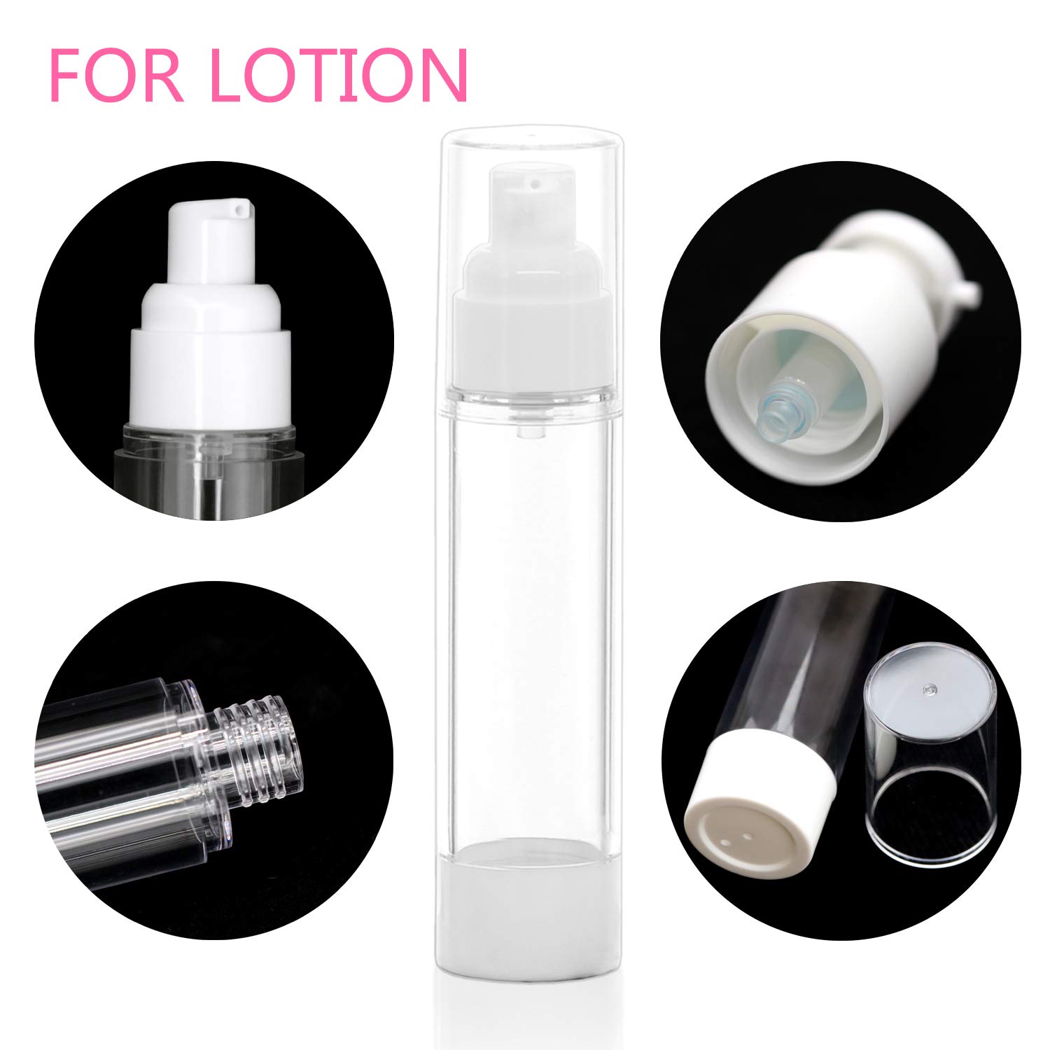Jiulory Alcohol Bottle Empty Airless Pump Bottle | Travel Lotion Pump Containers/Mist Spray Bottle - for Refillable Cosmetic Bottle, Lotion Containers Foundation Pump NO BPA (Pack of 3, Clear) 50 ML : Beauty & Personal Care