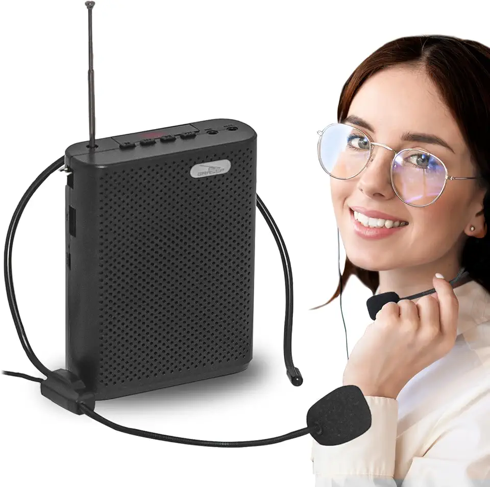 Megafone Amplificado Bluetooth Caixa De Som FM USB Cartão SD Microfone Palestra Portátil (Preto)