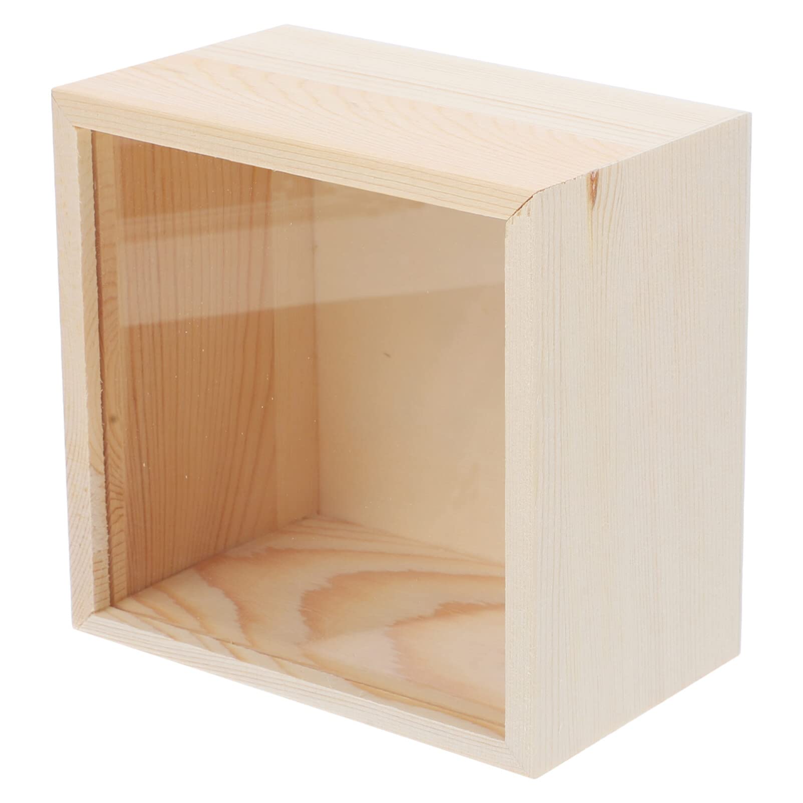 Didiseaon Unfinished Wood Box with Clear Lid 5.91 X 5.91 X 3.15 in Decorative Jewellery Box Trinket with Lid for Necklaces Brooches Small Sundries Home Bedroom Shop Display
