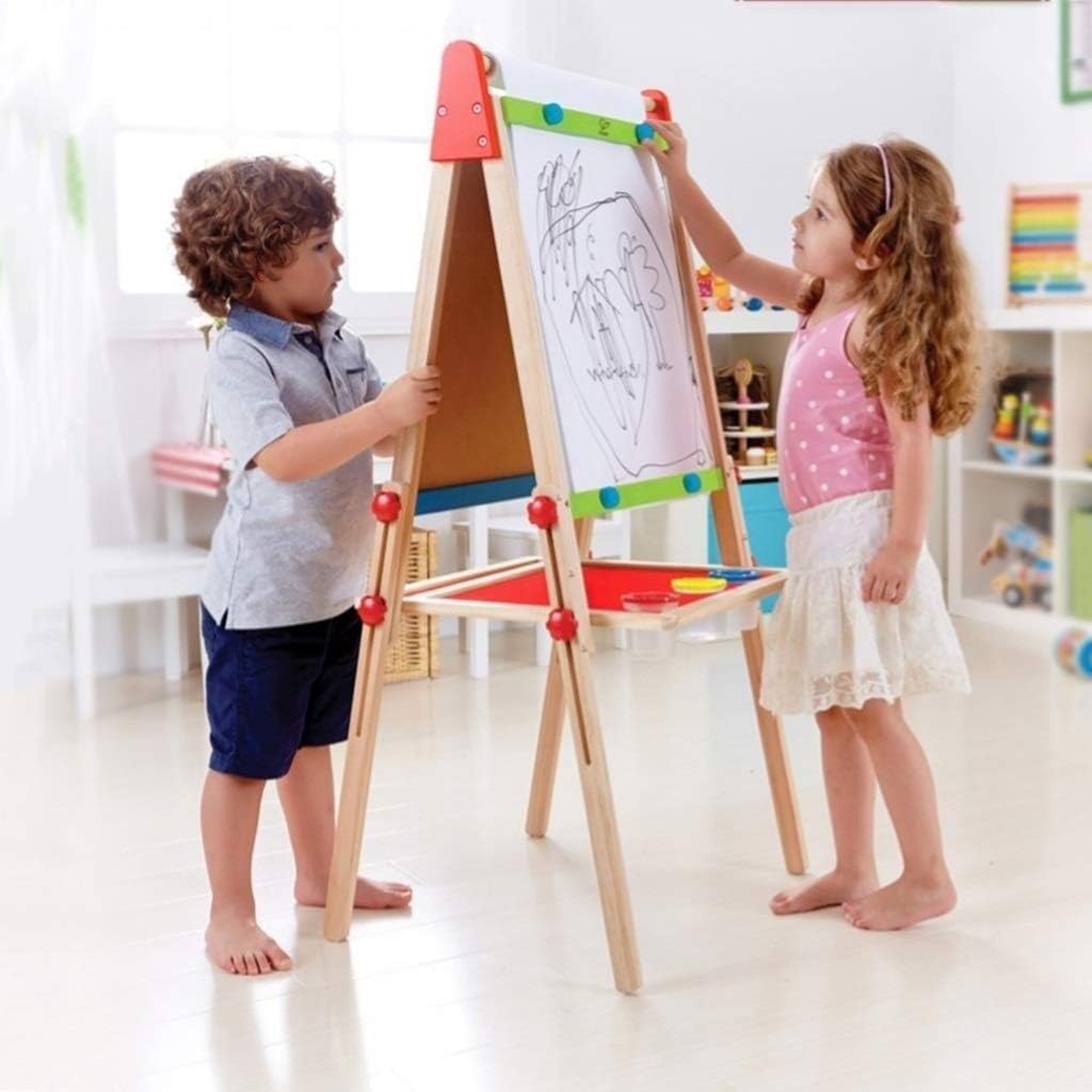 Kids Wooden Easel Adjustable Magnetic Sided Drawing Board Dry Children Art for 2~12 Years Boys Girls Painting
