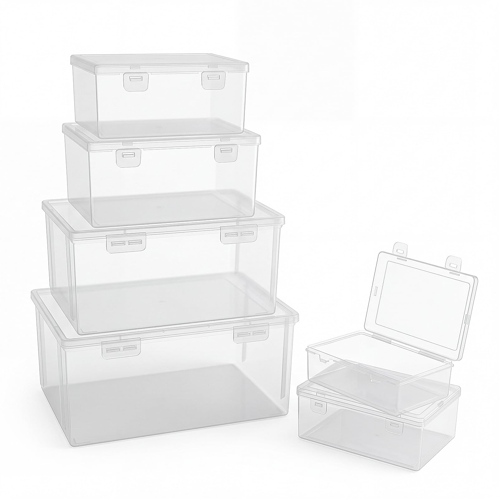 Jetec 6 Pieces Small Clear Plastic Storage Box, 6 Sizes — image 1