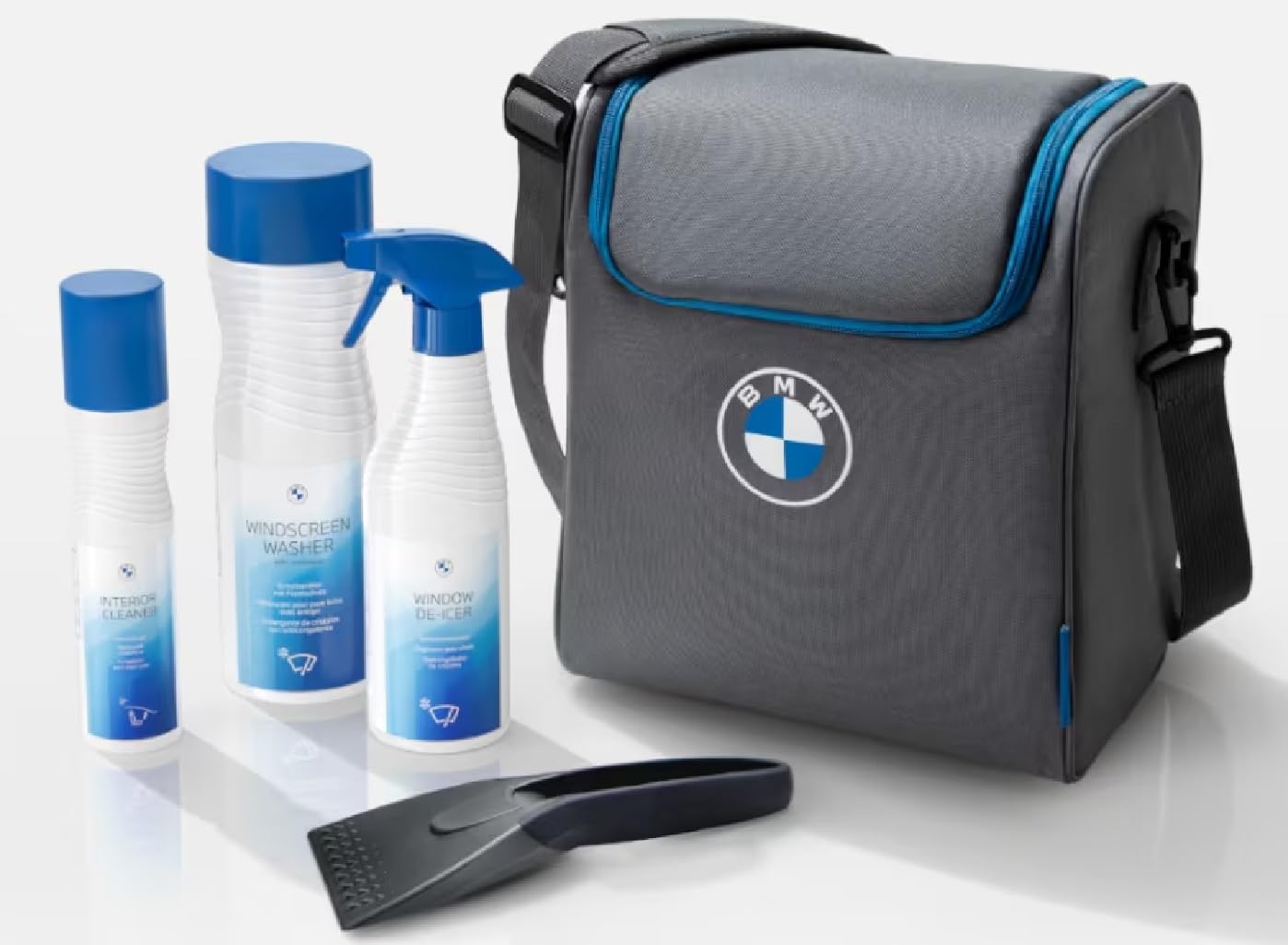 BMW Pflegetasche Winteredition mit Scheibenenteiser Innenreiniger Eiskratzer und Tasche + Einkaufschip Neues Modell