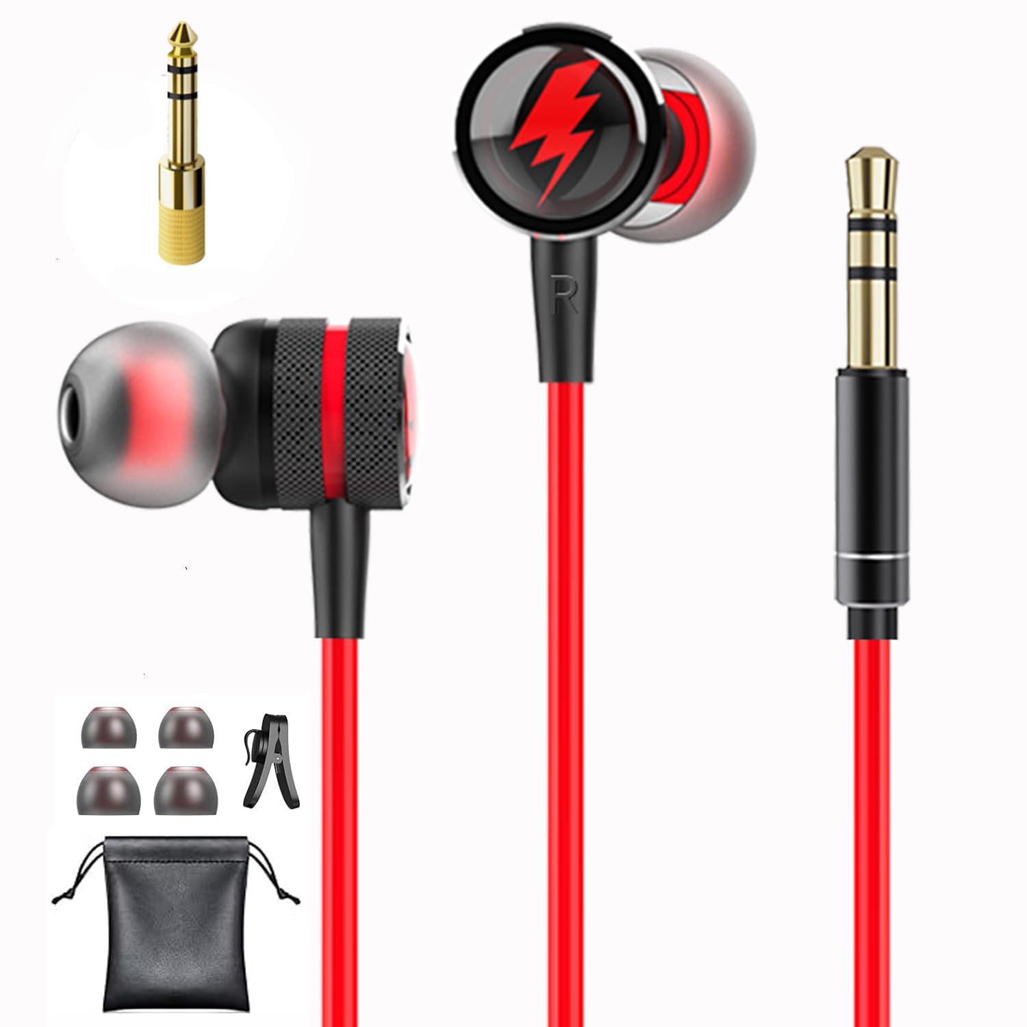 Wired headphones anchor live monitoring electronic digital piano guitar net red high-definition bass audio, metal earbuds S/M/L two kinds of earbuds
