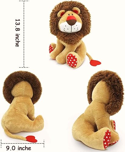 Miniatura 8 de WEIGEDU Peluche de león del amor, juguete de peluche con cola de melena en forma de corazón para niños, amantes del bebé, cumpleaños, día de San