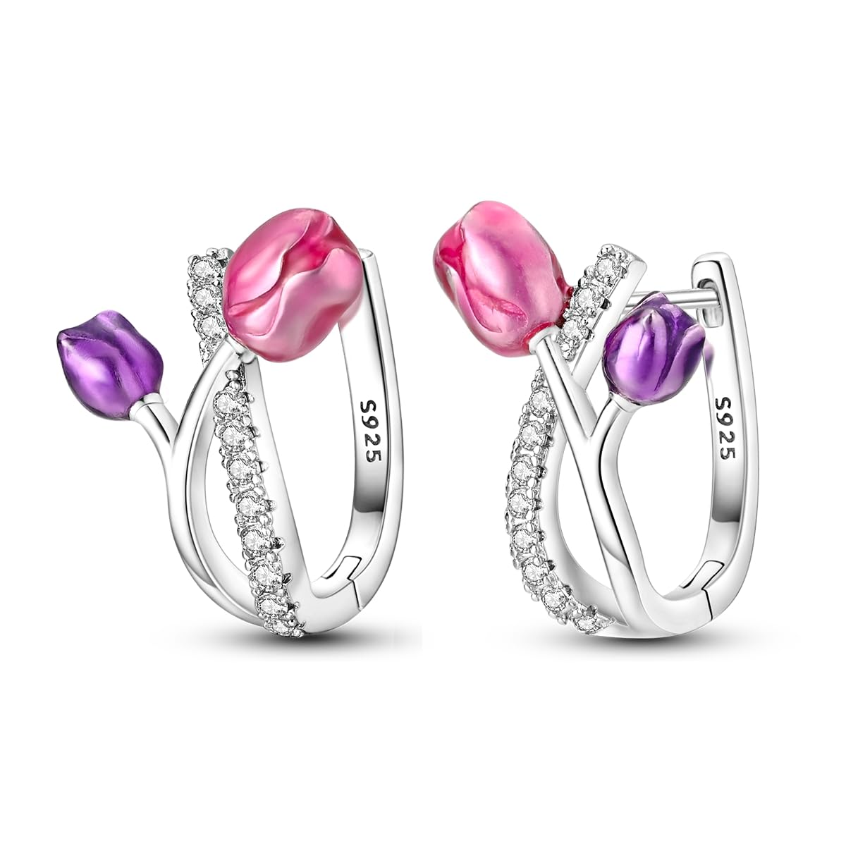 Parmuz Creolen aus 925er-Sterlingsilber für Damen Schmetterling groß, klein, Huggie, verschiedene hypoallergene, modische, trendige Ohrringe, Schmuck für Geburtstagsfeier | Breite, dicke, hypoallergene, ovale, große, leichte, baumelnde Kreolen-Ohrringe fü