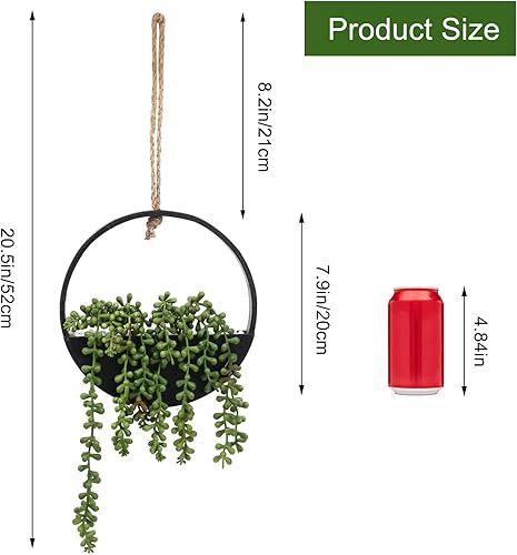 Miniatura 2 de CEWOR Plantas colgantes de suculentas artificiales, 2 piezas, cadena de perlas falsas en maceta con cordón para decoración de pared de interiores y