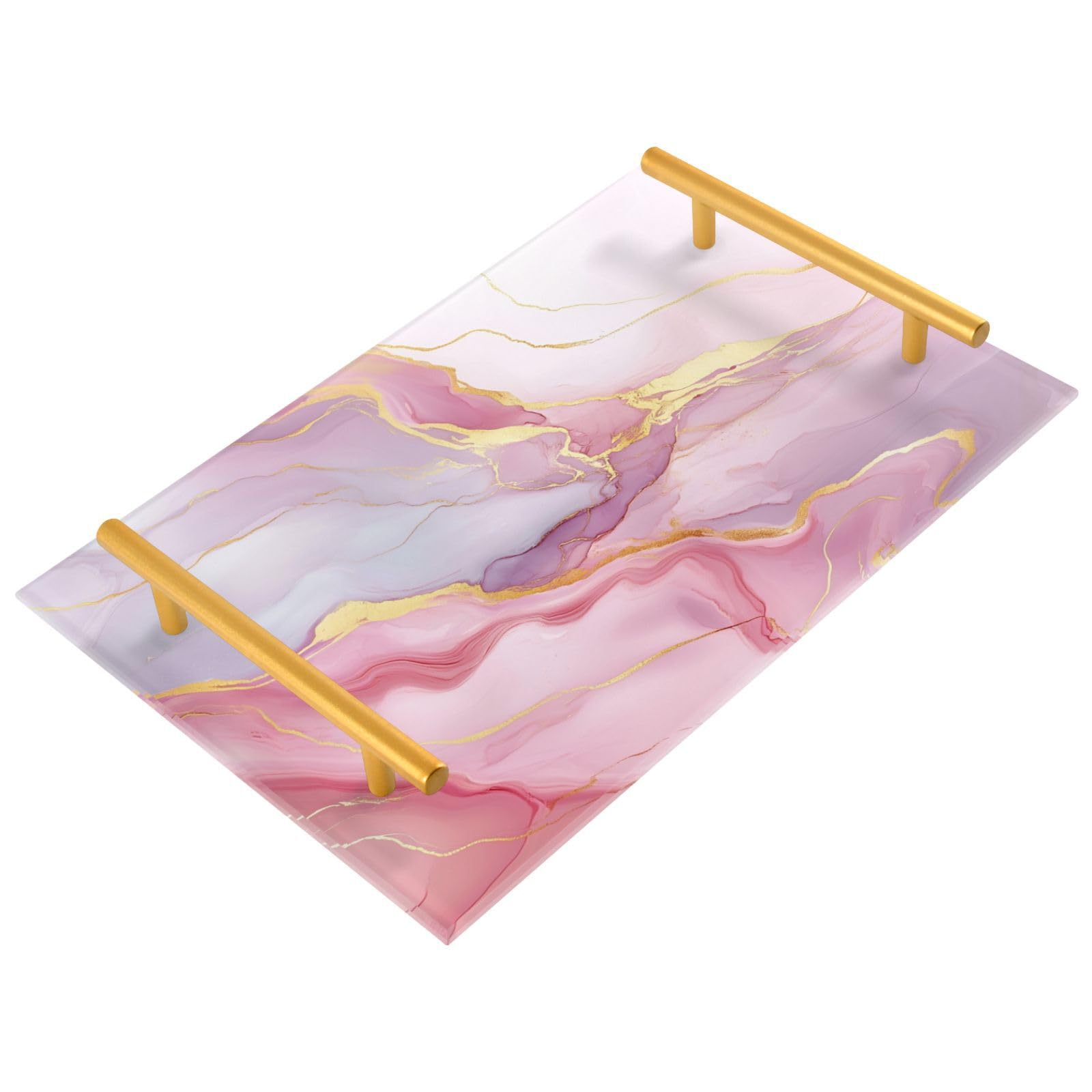 Amazon.com: Pink Rose Golden Marble Vanity Tray for Bathroom