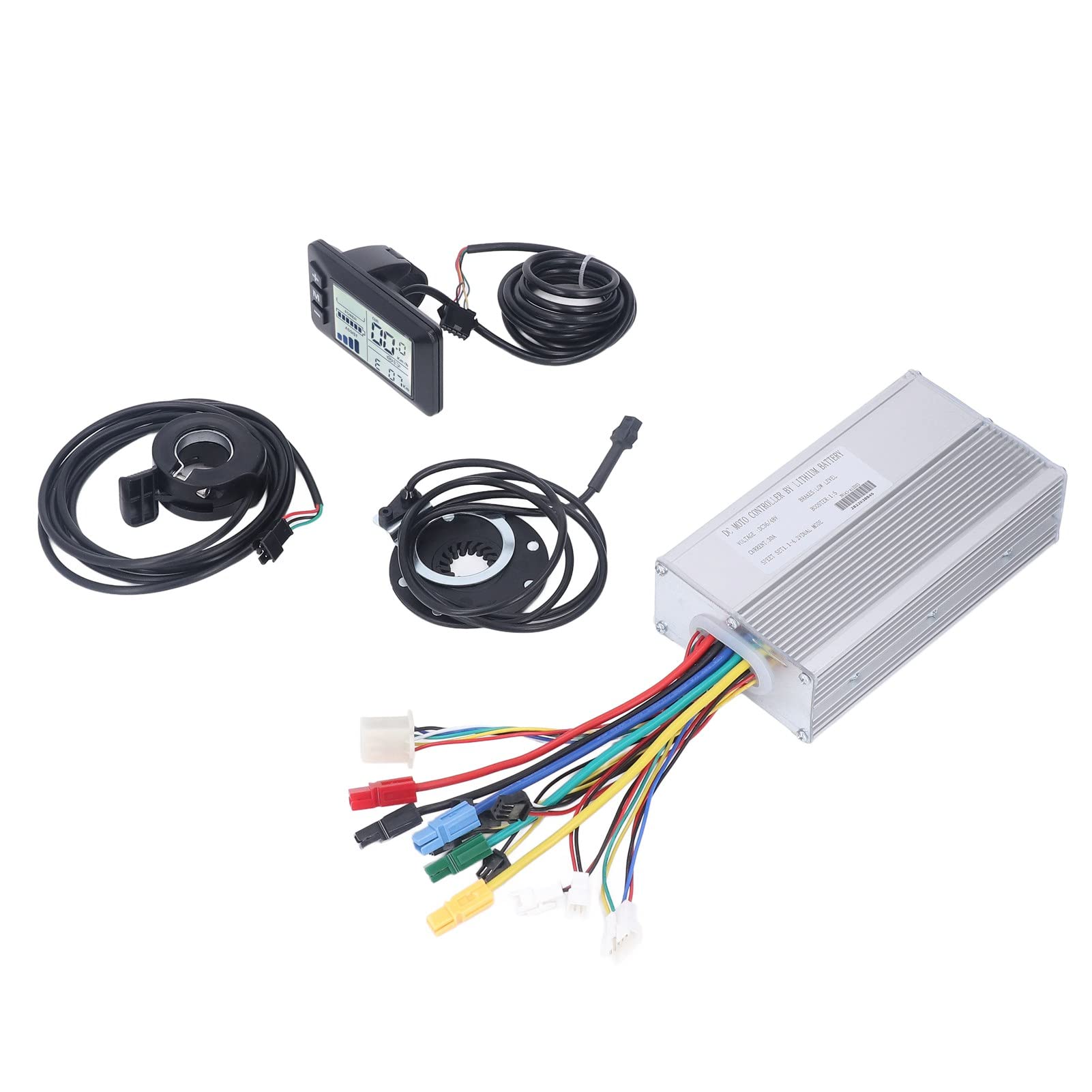 Kit Controller Bici elettrica 30A, misuratore LCD GD01 Impermeabile con quadrante acceleratore, Cablaggio sensore di Assistenza alla Potenza, Kit di Modifica Completo per Motore