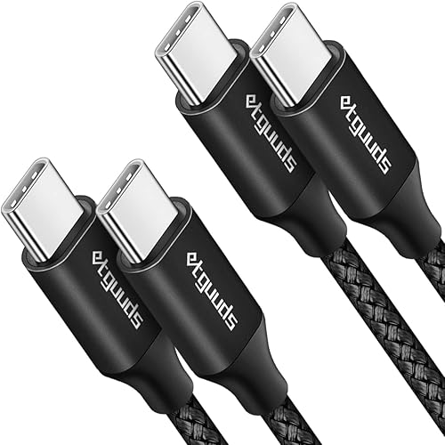 etguuds Cable USB C a USB C de 3 pies, paquete de 2 cables USBC a USBC de 60 W, cable de carga tipo C a C, carga rápida para iPhone 17, 16, 15 Pro
