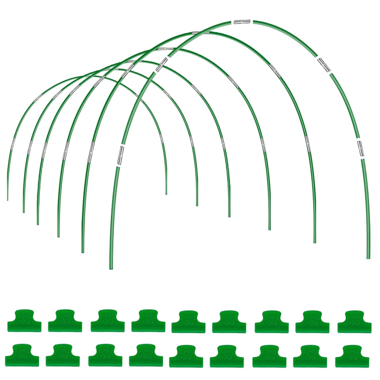 Túnel de crecimiento para bancal alto, 36 unidades de arcos de túnel, túnel de lámina, túnel de invernadero, túnel para jardín, fila, cubierta, plantas, frutas, verduras, etc