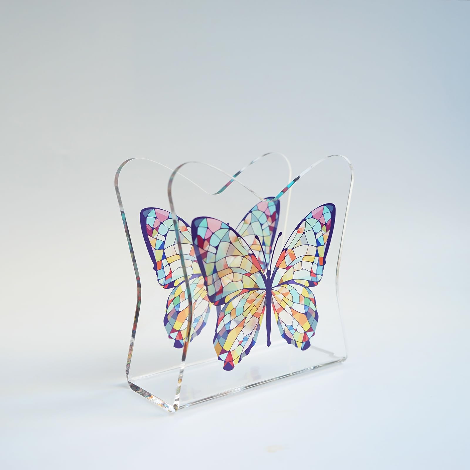 Acrylic Transparent Crystal Decorative Butterfly Tabletop Napkin Holder For Table/Freestanding Tissue Dispenser
