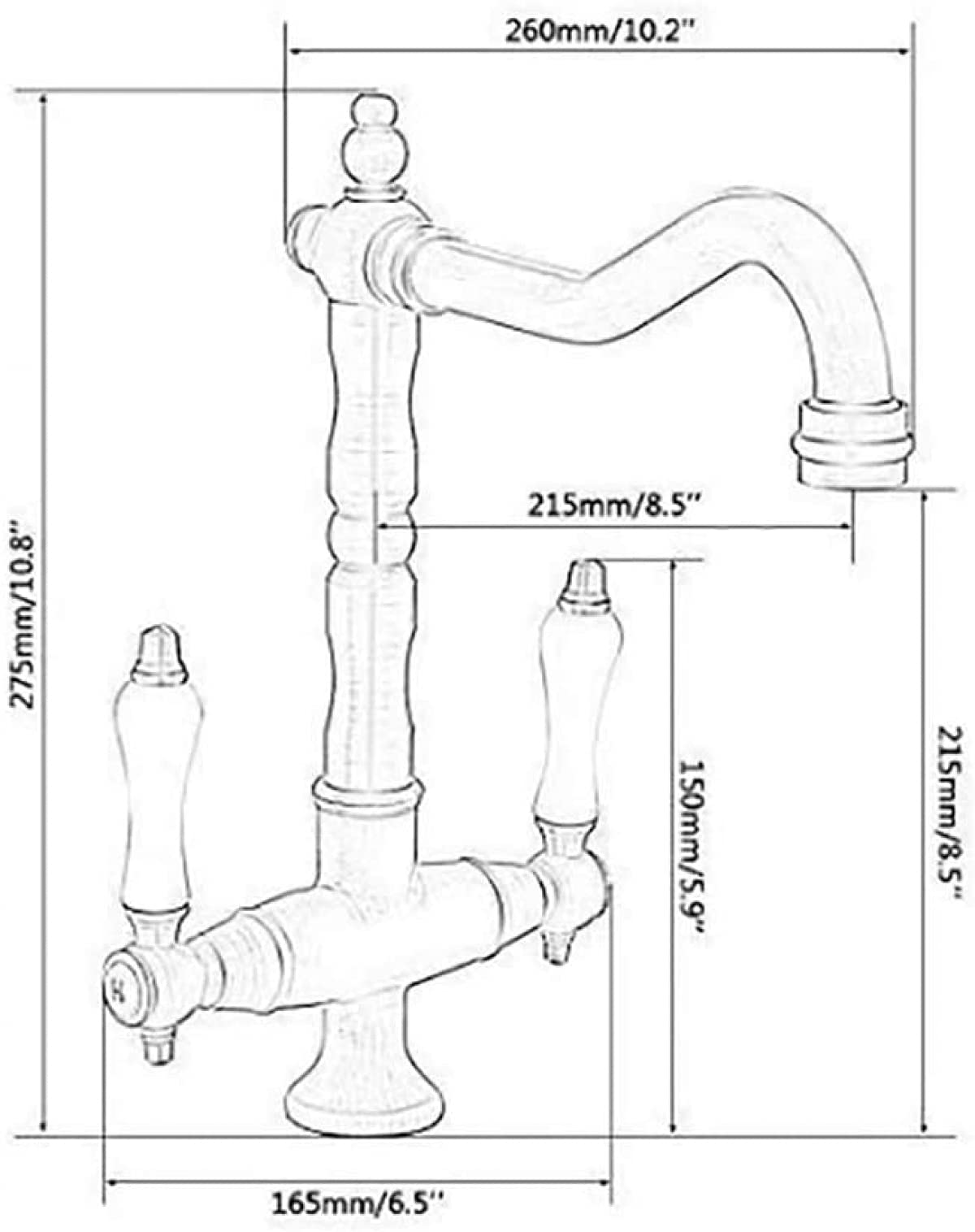 Grifo Mezclador De Baño De Cocina Retro Tradicional Grifo De Doble Manija De Latón Macizo para Cocina Agua Caliente Grifo De Agua Fría