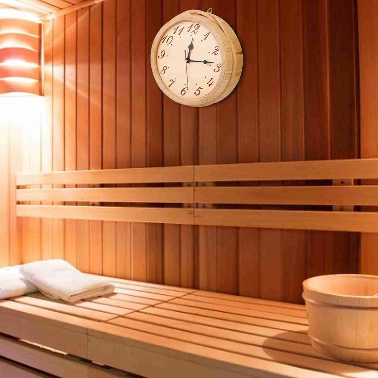 Sauna Clock, Sauna Room Accessories Wood Shower Timer Shower Clock Bathroom Timer for Spas Home Bedroom Living Room Use