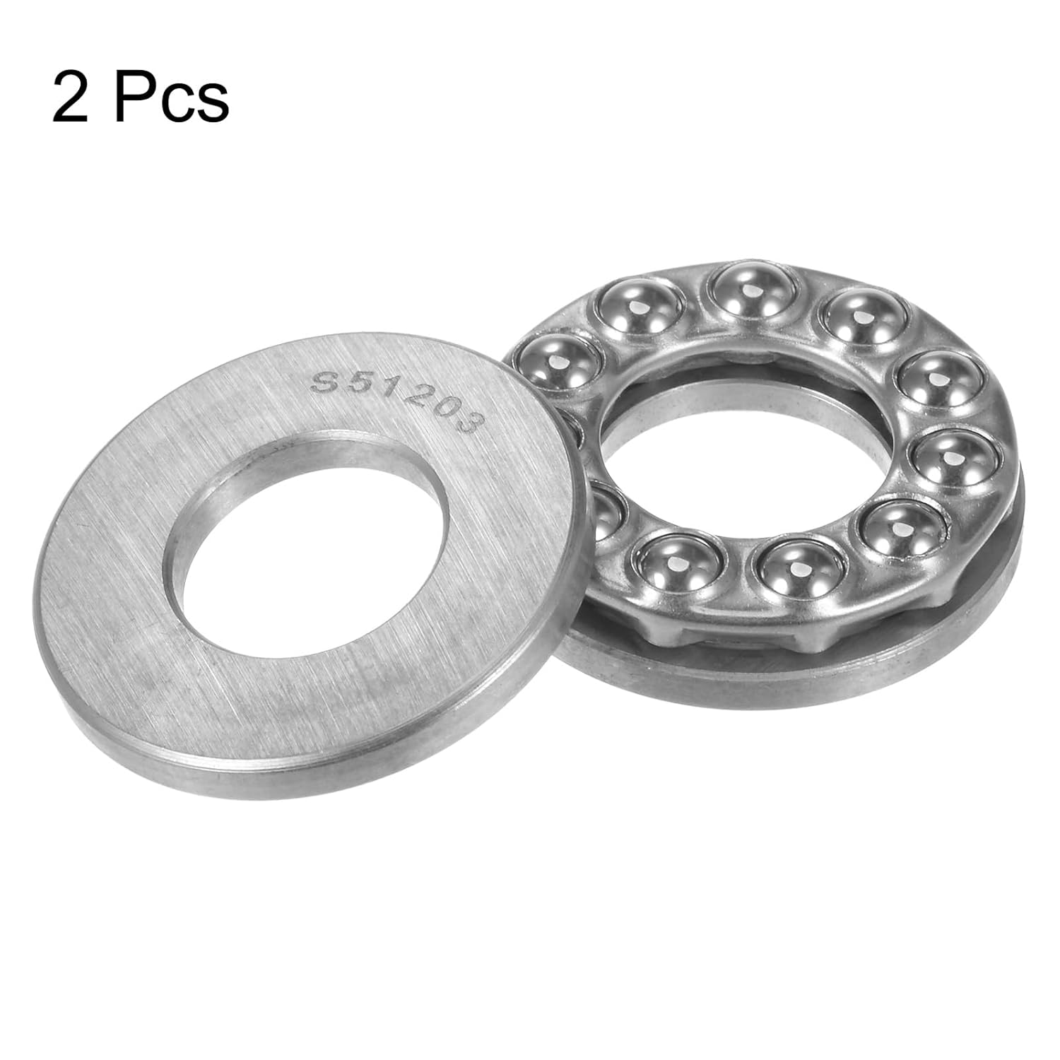 uxcell S51203 Thrust Ball Bearing 17mm x 35mm x 12mm Stainless Steel with Washers ABEC1 2pcs
