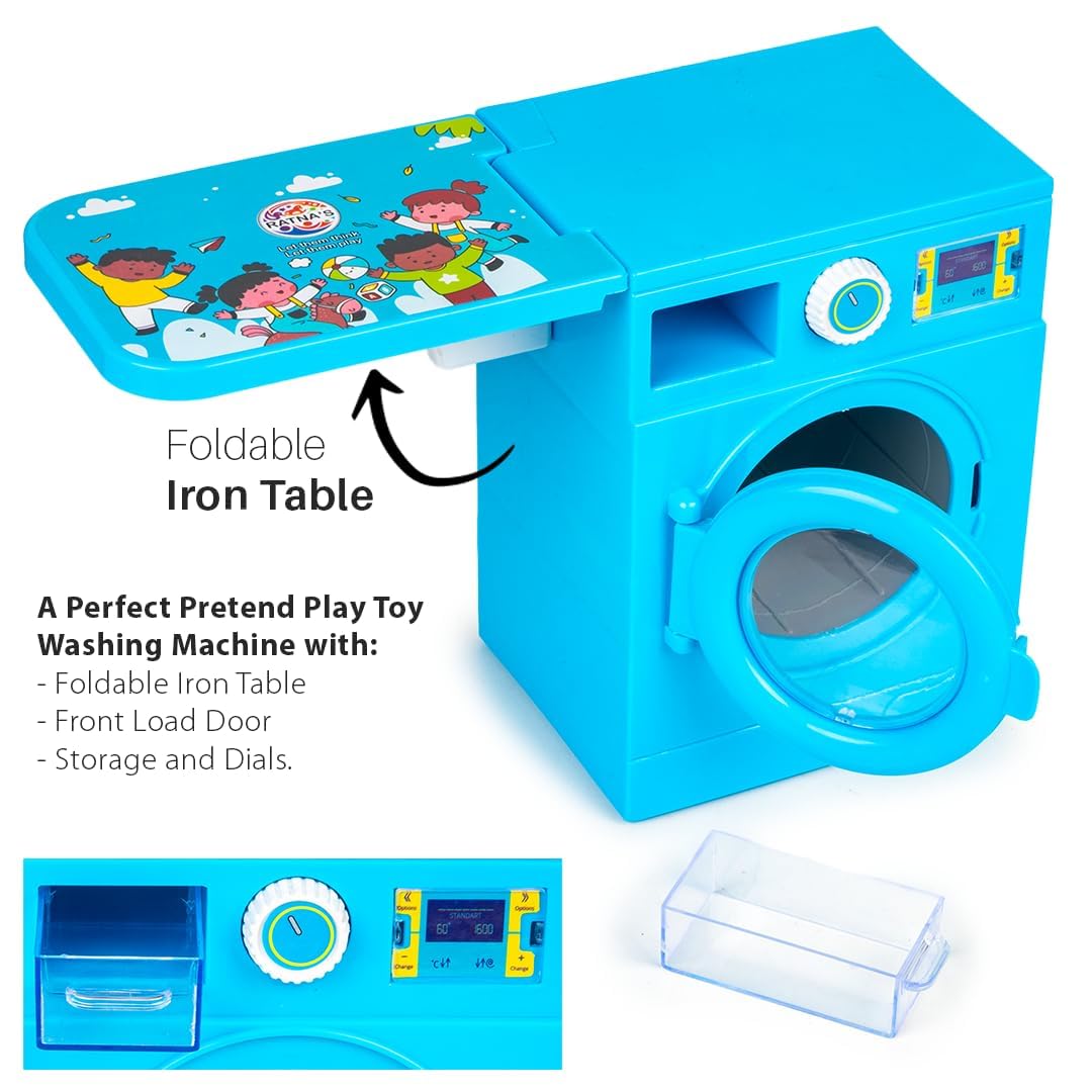 BKDT Marketing Lovely Washing Machine Front Load with Openable Door & Attached Foldable Ironing Table Household Pretend Play Role Play Toy for Kids.- Baby Toy- Festival Gifts,Diwali Gift 2