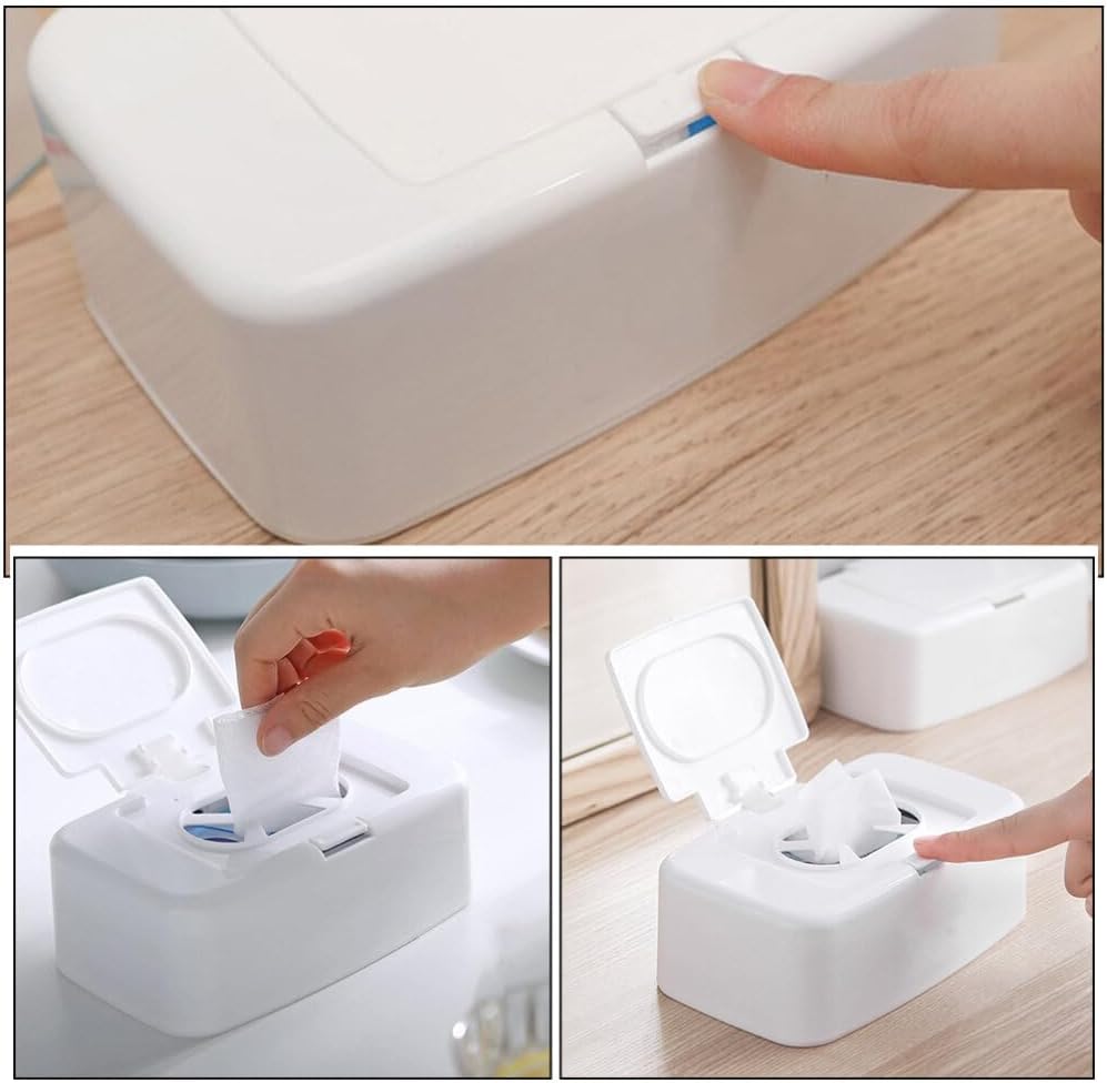 Luxshiny 2pcs Portable Wipes Dispenser Holder Lightweight Tissue Storage Box Lid Dustproof and Easy to Clean for Home Travel and Diaper Bag Use