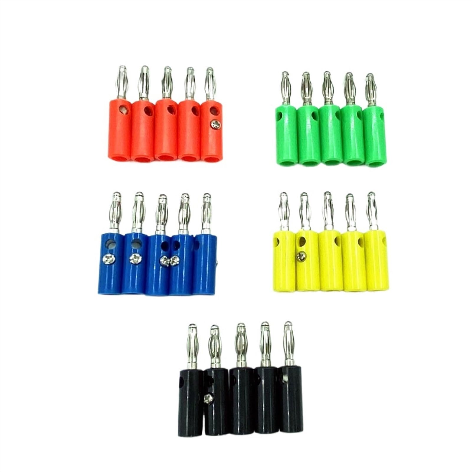 Lot de 5 haut-parleurs audio à vis banane, plaque dorée, connecteurs 4 mm, noir et rouge (5 couleurs par 5 pièces)