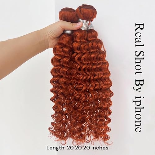 Miniatura 5 de Extensiones de cabello humano ondulado profundo con cierre de 22, 24, 26+20, color naranja quemado 350, con encaje transparente HD 4x4, 10A, virgen,