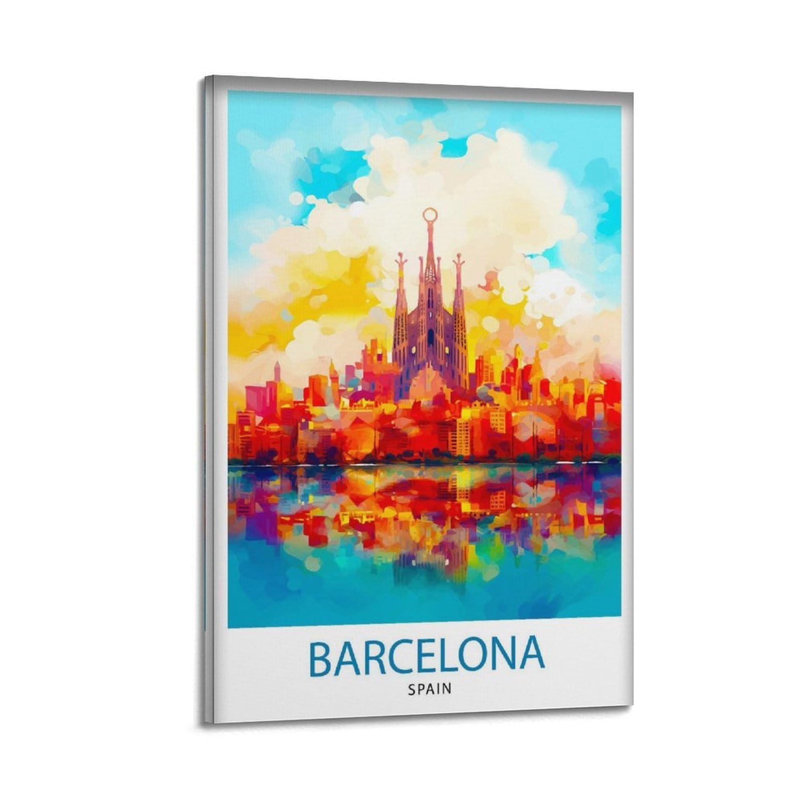 xiaoxiaoshen Barcelona Spain Travel Canvas Poster Wall Art Prints Room Aesthetic Murals Bedroom And Living Decorations 16x24inch(40x60cm)