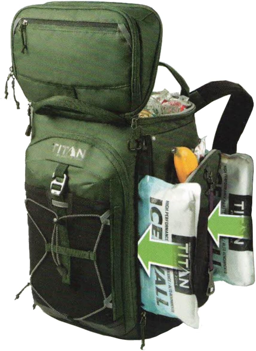 26 CANS T.I.T.A.N. by Arctic-Zone Super Foam and Leak Proof Backpack Cooler - Army Green