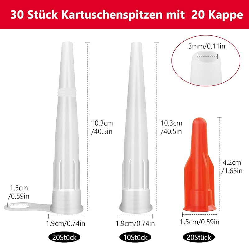 Nadisean 30 db szilikon patron csúcs szett - 20 sapkás + 10 sapka nélküli tippek