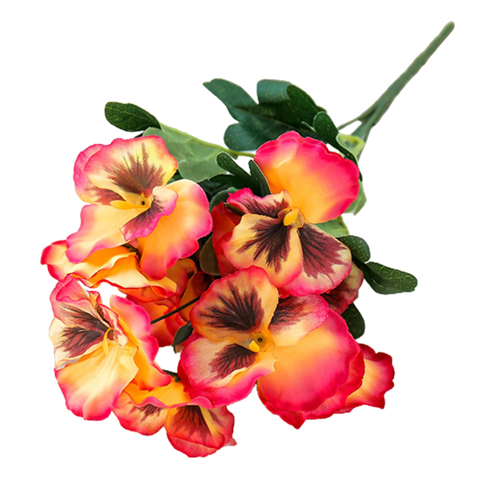 DAZZLEEX 10 Steli Di Fiori Finti Viola Del Pensiero – Altezza 26 Cm, Diametro Fiore 7 Cm, Bouquet Artificiale In PVC Per Casa, Matrimoni O Feste, Colore Arancione - 2