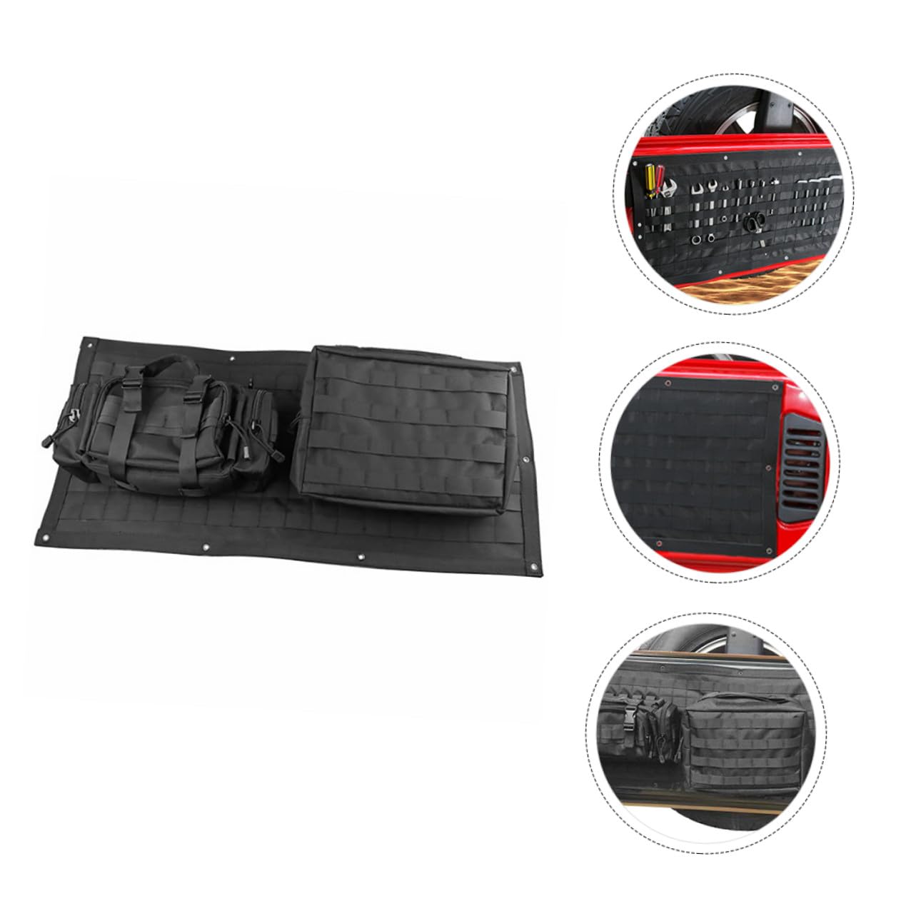 GALPADA Bolsa de Puerta Trasera de Vehículo Negra de Nailon para Coche