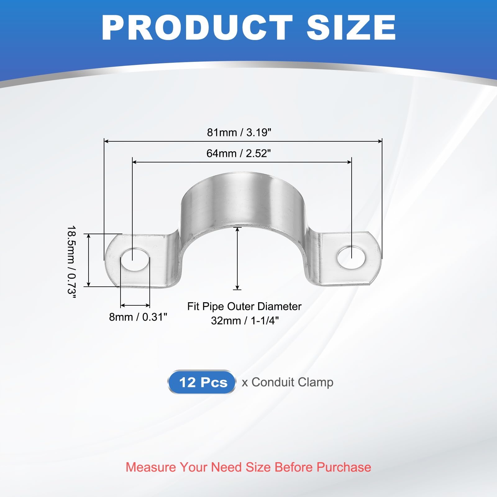 PATIKIL 32mm Rigid Pipe Strap - Image 2