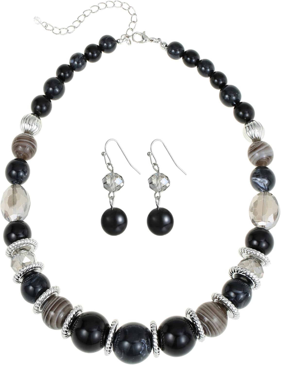 Jules D. Large Beaded Chunky Statement Necklaces Earrings